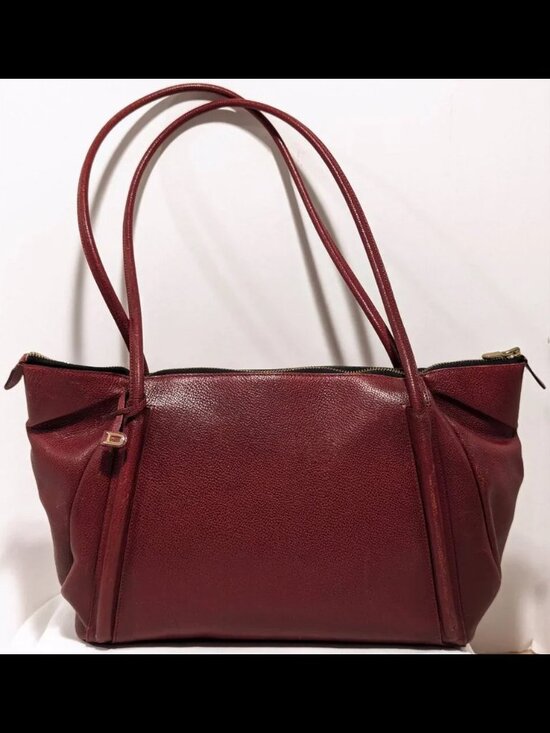 Delvaux Handbags - Amazing 1980s DELVAUX Burgundy Red Leather Large Dbl Handle Zip-Up Belgian Purse